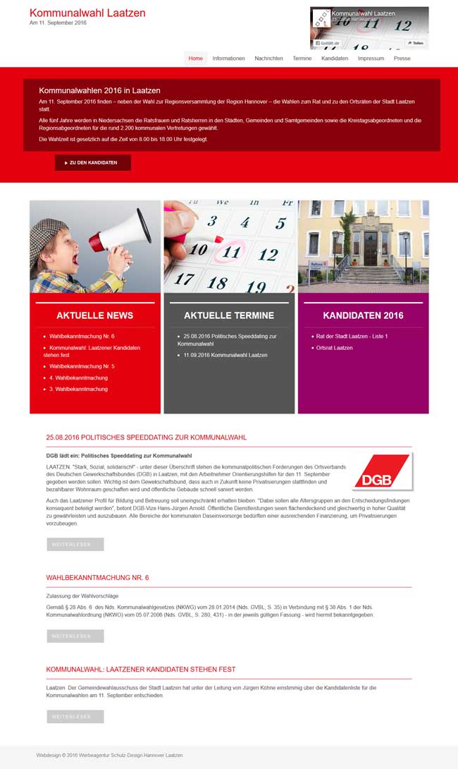 Werbeagentur Laatzen - Werbedesign Webdesign Kommunalwahl Laatzen Werbung